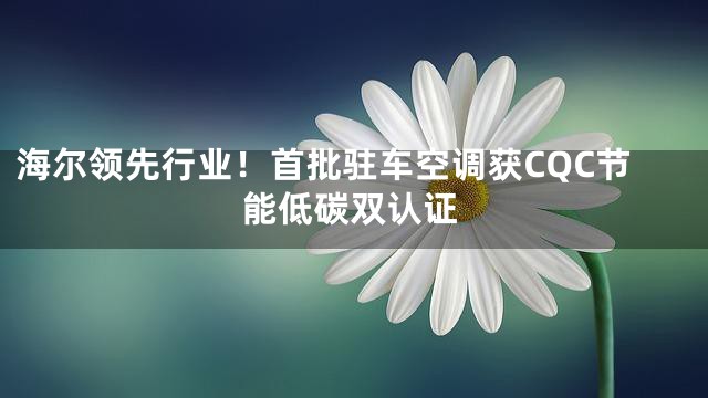 海尔领先行业！首批驻车空调获CQC节能低碳双认证