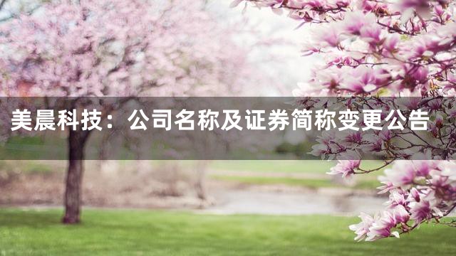 美晨科技：公司名称及证券简称变更公告