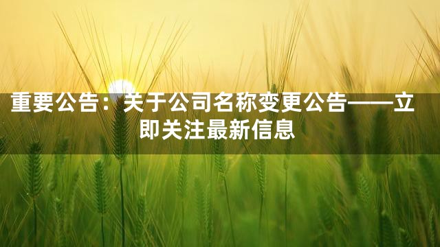 重要公告：关于公司名称变更公告——立即关注最新信息