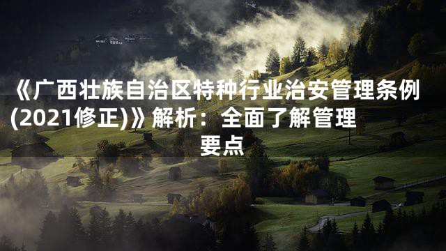 《广西壮族自治区特种行业治安管理条例(2021修正)》解析：全面了解管理要点