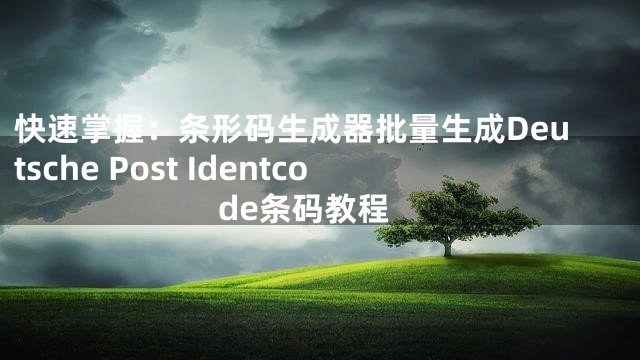 快速掌握：条形码生成器批量生成Deutsche Post Identcode条码教程