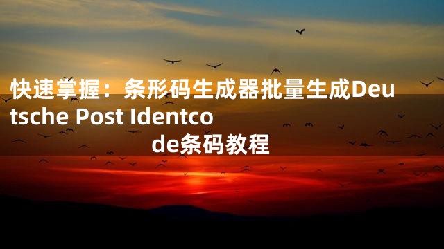 快速掌握:条形码生成器批量生成Deutsche Post Identcode条码教程