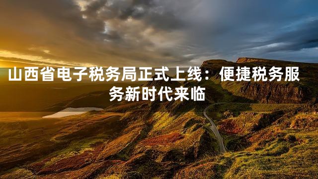 山西省电子税务局正式上线：便捷税务服务新时代来临