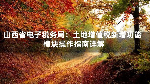 山西省电子税务局：土地增值税新增功能模块操作指南详解