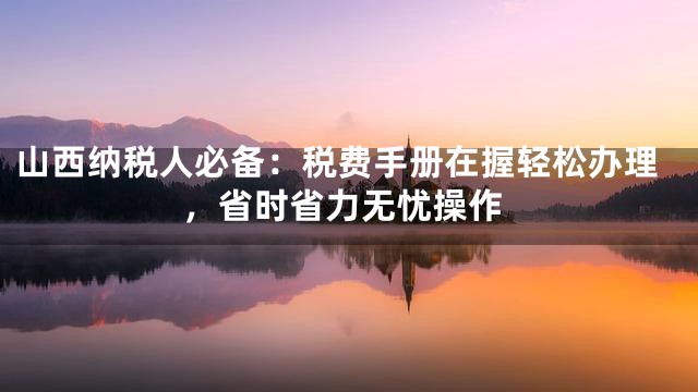 山西纳税人必备：税费手册在握轻松办理，省时省力无忧操作