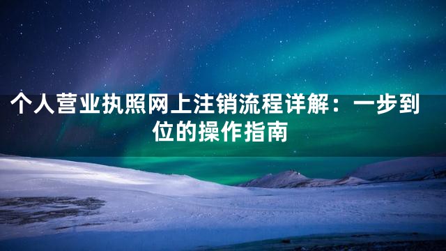 个人营业执照网上注销流程详解：一步到位的操作指南