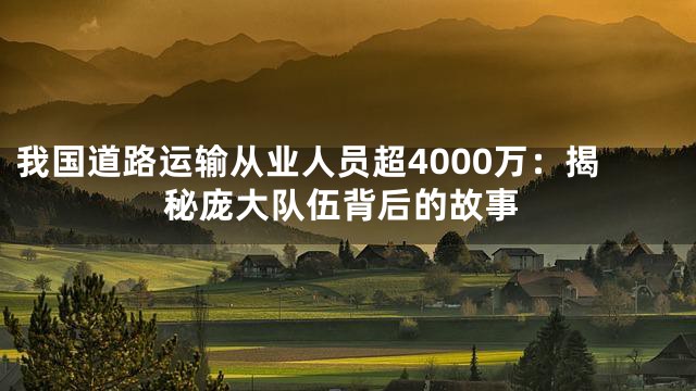 我国道路运输从业人员超4000万：揭秘庞大队伍背后的故事