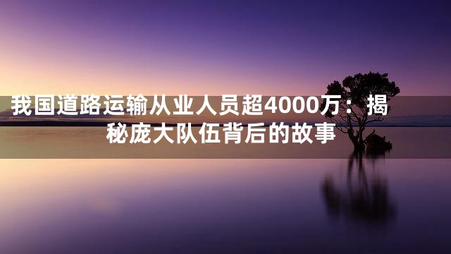 我国道路运输从业人员超4000万：揭秘庞大队伍背后的故事