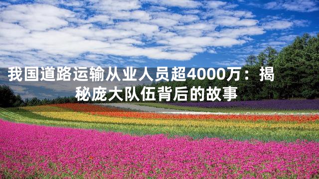我国道路运输从业人员超4000万：揭秘庞大队伍背后的故事