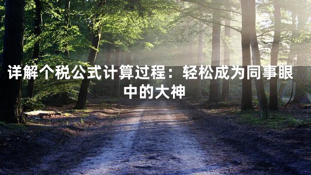 详解个税公式计算过程：轻松成为同事眼中的大神