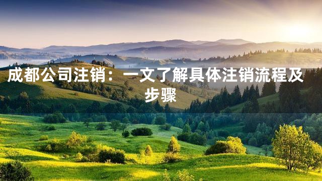 成都公司注销：一文了解具体注销流程及步骤