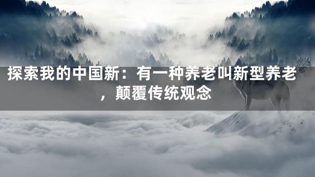 探索我的中国新：有一种养老叫新型养老，颠覆传统观念