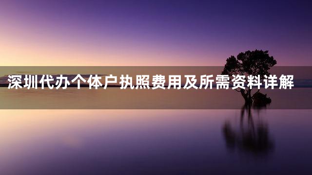 深圳代办个体户执照费用及所需资料详解