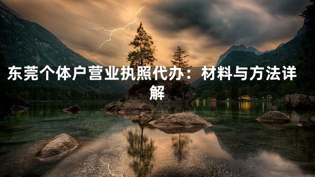 东莞个体户营业执照代办：材料与方法详解