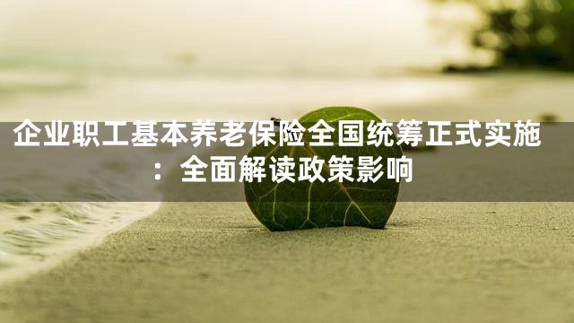 企业职工基本养老保险全国统筹正式实施：全面解读政策影响