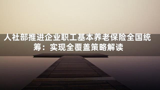 人社部推进企业职工基本养老保险全国统筹：实现全覆盖策略解读