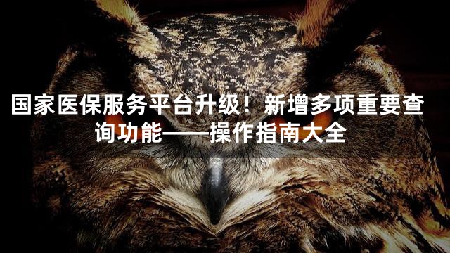 国家医保服务平台升级！新增多项重要查询功能——操作指南大全