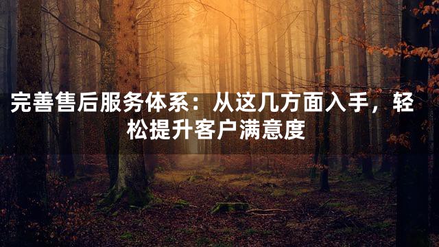 完善售后服务体系：从这几方面入手，轻松提升客户满意度