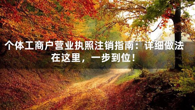 个体工商户营业执照注销指南：详细做法在这里，一步到位！
