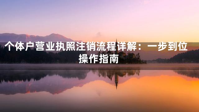 个体户营业执照注销流程详解：一步到位操作指南