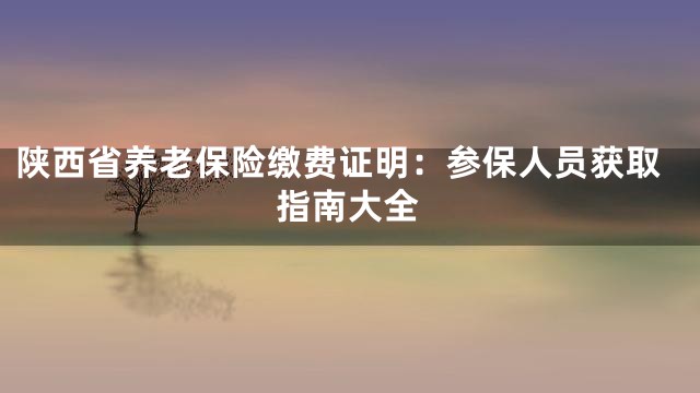 陕西省养老保险缴费证明：参保人员获取指南大全