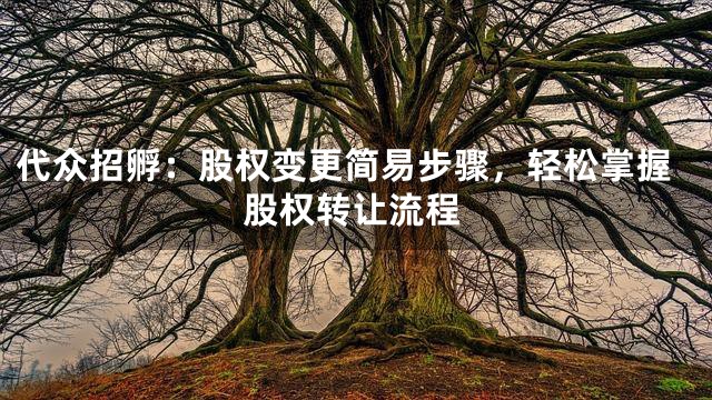 代众招孵：股权变更简易步骤，轻松掌握股权转让流程