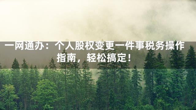 一网通办：个人股权变更一件事税务操作指南，轻松搞定！