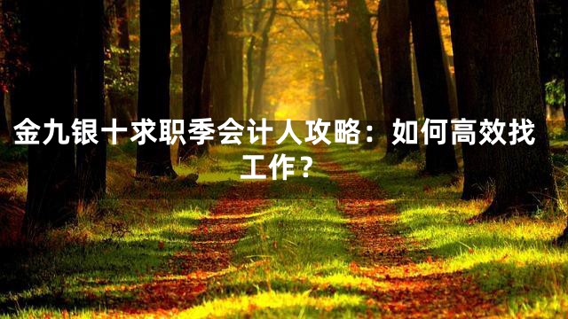 金九银十求职季会计人攻略：如何高效找工作？