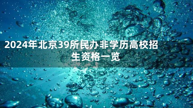 2024年北京39所民办非学历高校招生资格一览