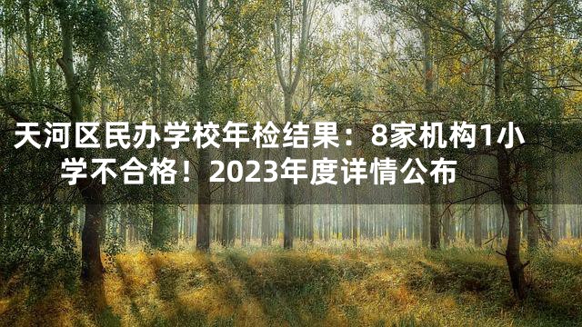 天河区民办学校年检结果：8家机构1小学不合格！2023年度详情公布