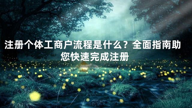 注册个体工商户流程是什么？全面指南助您快速完成注册