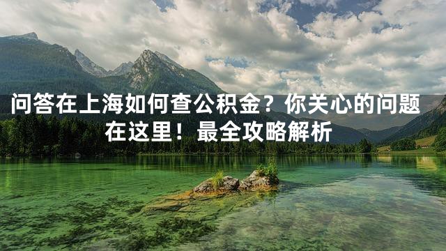 问答在上海如何查公积金？你关心的问题在这里！最全攻略解析