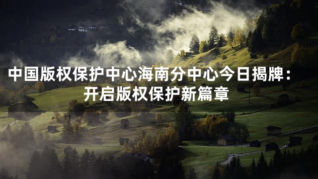 中国版权保护中心海南分中心今日揭牌：开启版权保护新篇章