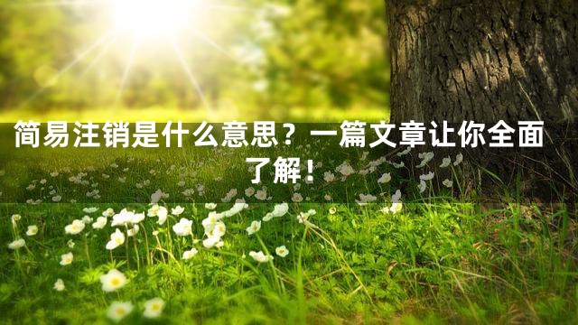 简易注销是什么意思？一篇文章让你全面了解！