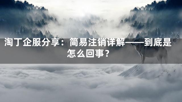 淘丁企服分享：简易注销详解——到底是怎么回事？