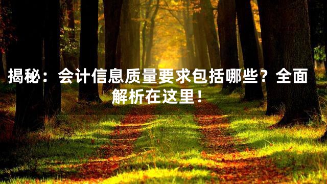 揭秘：会计信息质量要求包括哪些？全面解析在这里！