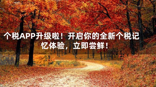 个税APP升级啦！开启你的全新个税记忆体验，立即尝鲜！