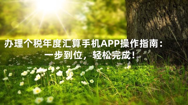 办理个税年度汇算手机APP操作指南：一步到位，轻松完成！