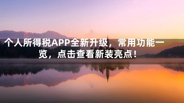 个人所得税APP全新升级，常用功能一览，点击查看新装亮点！