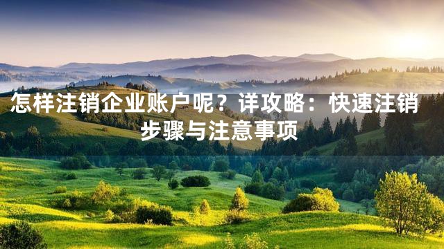 怎样注销企业账户呢？详攻略：快速注销步骤与注意事项