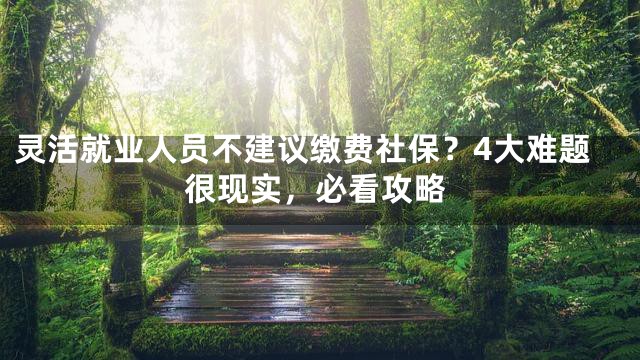 灵活就业人员不建议缴费社保？4大难题很现实，必看攻略
