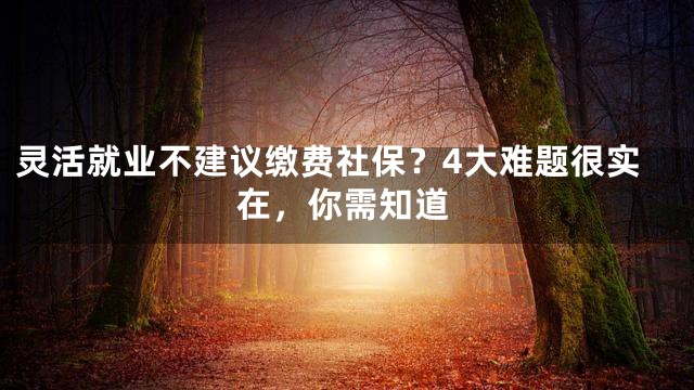 灵活就业不建议缴费社保？4大难题很实在，你需知道