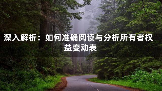 深入解析：如何准确阅读与分析所有者权益变动表