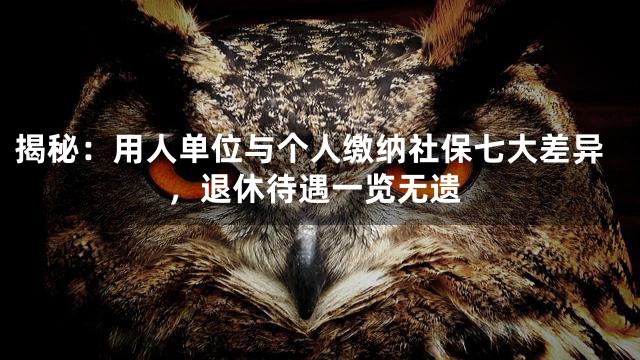 揭秘：用人单位与个人缴纳社保七大差异，退休待遇一览无遗