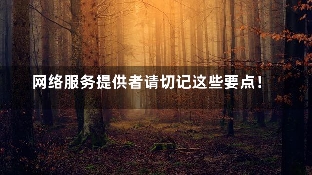 网络服务提供者请切记这些要点！