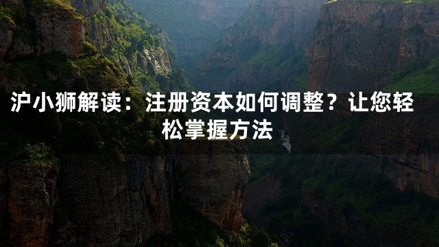 沪小狮解读：注册资本如何调整？让您轻松掌握方法