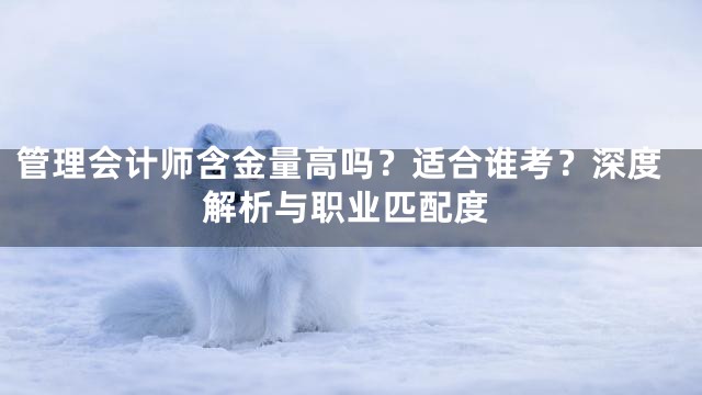 管理会计师含金量高吗？适合谁考？深度解析与职业匹配度