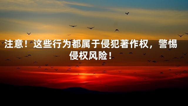 注意！这些行为都属于侵犯著作权，警惕侵权风险！