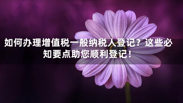 如何办理增值税一般纳税人登记？这些必知要点助您顺利登记！