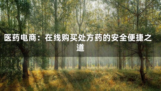 医药电商：在线购买处方药的安全便捷之道